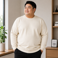เสื้อยืดสเวตเตอร์แขนยาวสีครีม สำหรับชายพลัสไซส์