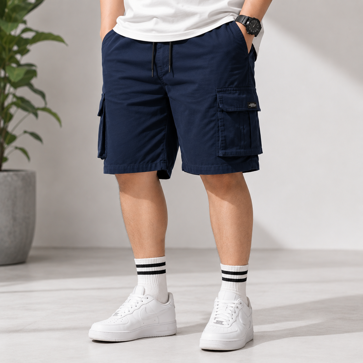 กางเกงขาสั้น Cargo สีกรมท่า