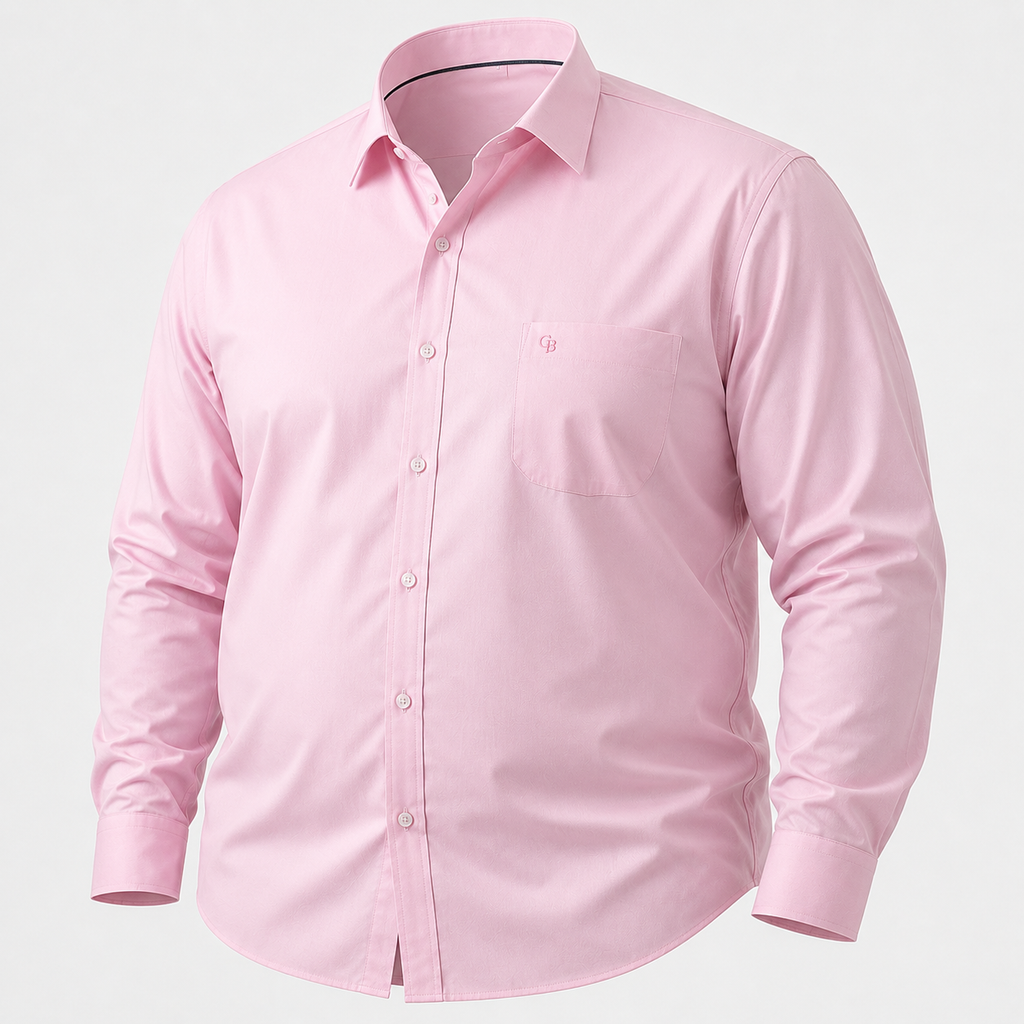 เสื้อเชิ้ตสีชมพูอ่อน สำหรับชายพลัสไซส์